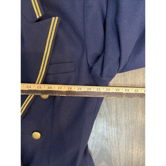 THE LIMITED Wool Navy Double Breasted Blazer Long Nautical w/Shoulder Pads Large - Picture 14 of 16